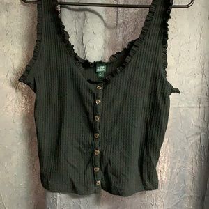 Never Worn Black Button Up Ruffle Tank Size M